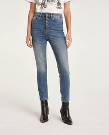 Faded Jeans With Visible Buttons | Women | Light Blue