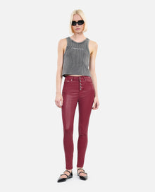 Leather-Effect Skinny Jeans | Women | Dark Red