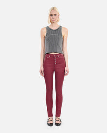 Leather-Effect Skinny Jeans | Women | Dark Red