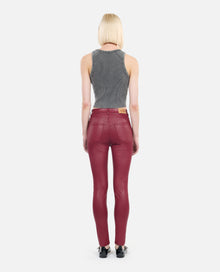 Leather-Effect Skinny Jeans | Women | Dark Red