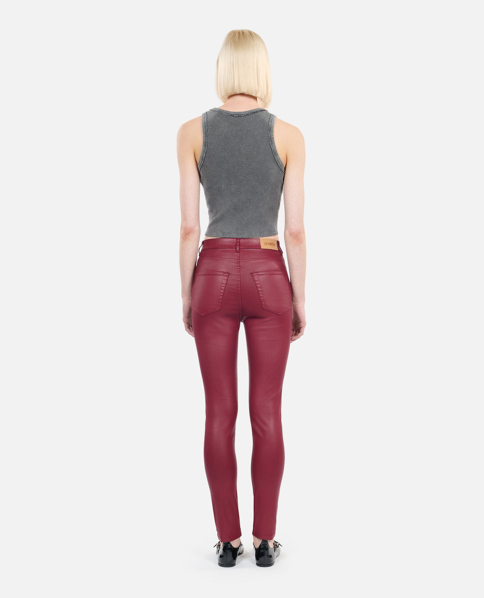 Leather-Effect Skinny Jeans | Women | Dark Red