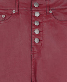 Leather-Effect Skinny Jeans | Women | Dark Red