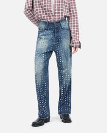 Straight Studded Jeans | Women | Blue Electric