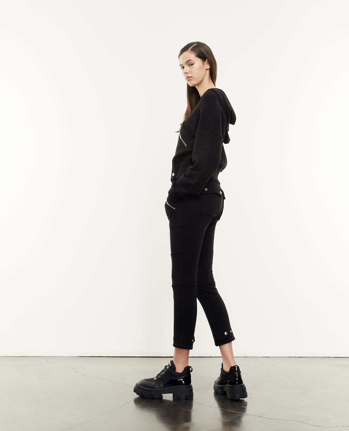 Cargo-Style Joggers With Zip | Women | Black