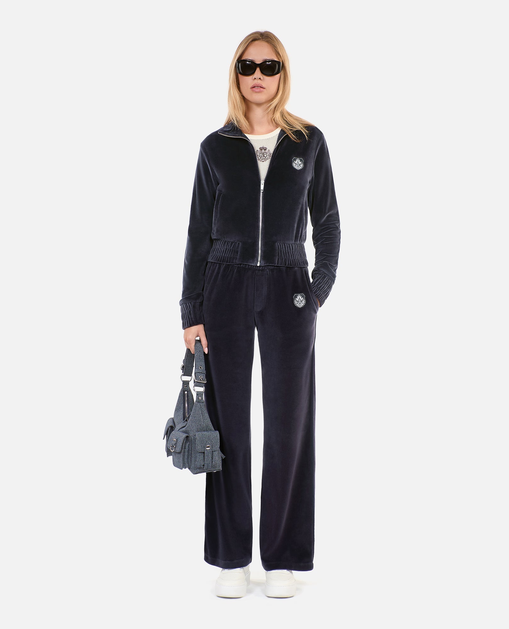 Velvet Tracksuit Trousers | Women | Black