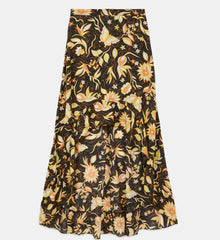 Asymmetric Floral Frilly Skirt | Women | Black