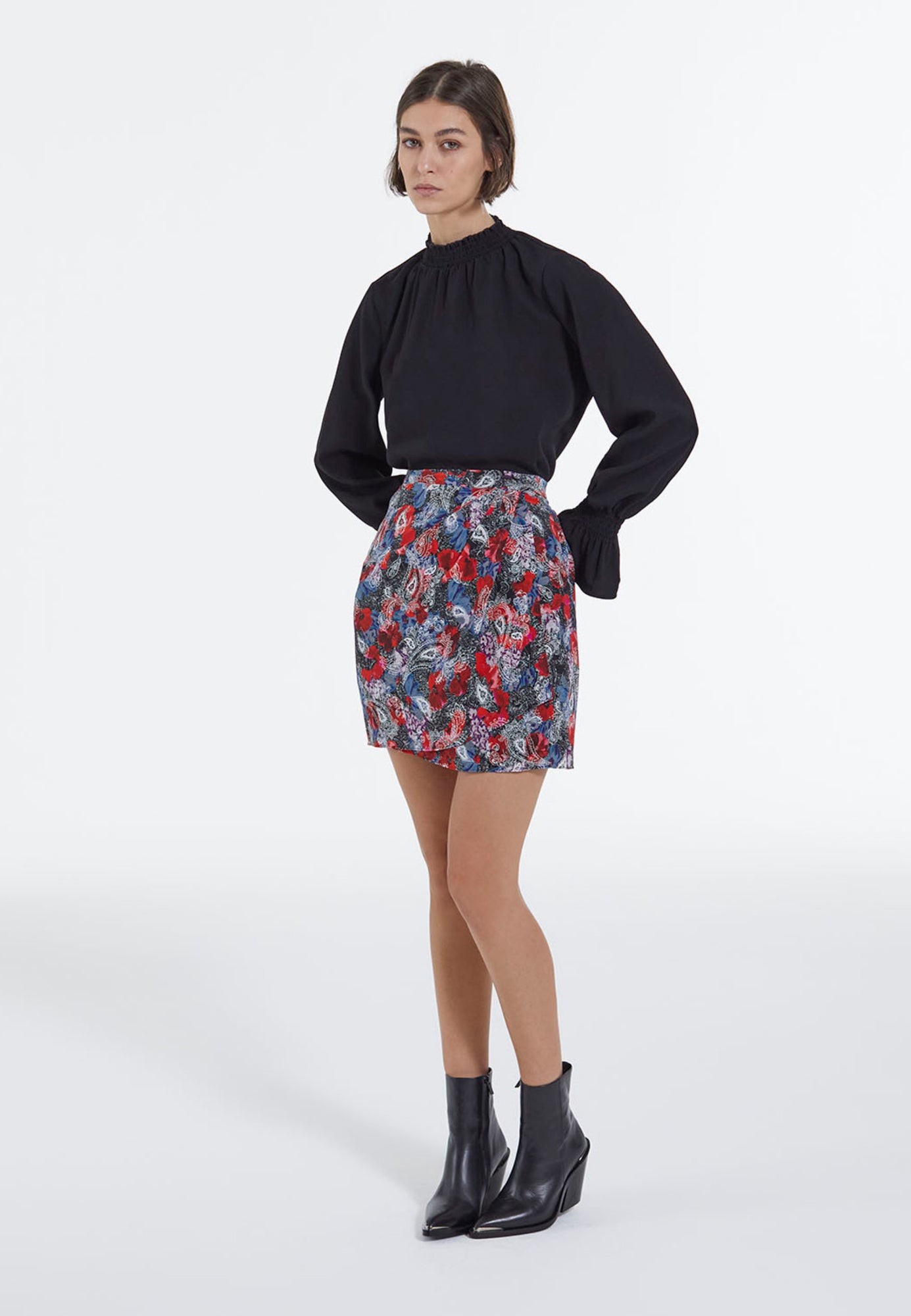 Cropped Silk Skirt With Floral Print | Women | Multicolorlor