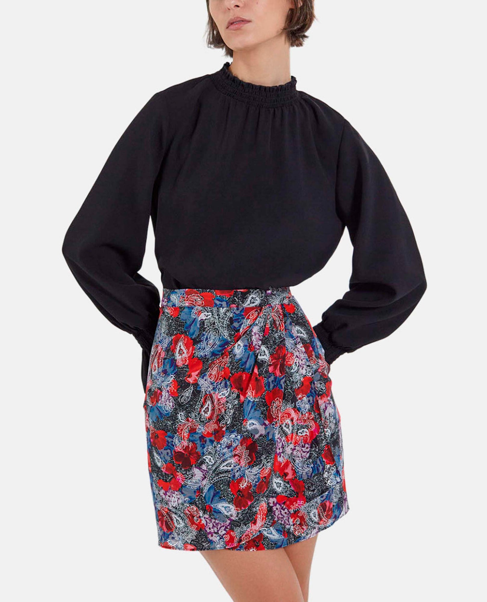 Cropped Silk Skirt With Floral Print | Women | Multicolorlor