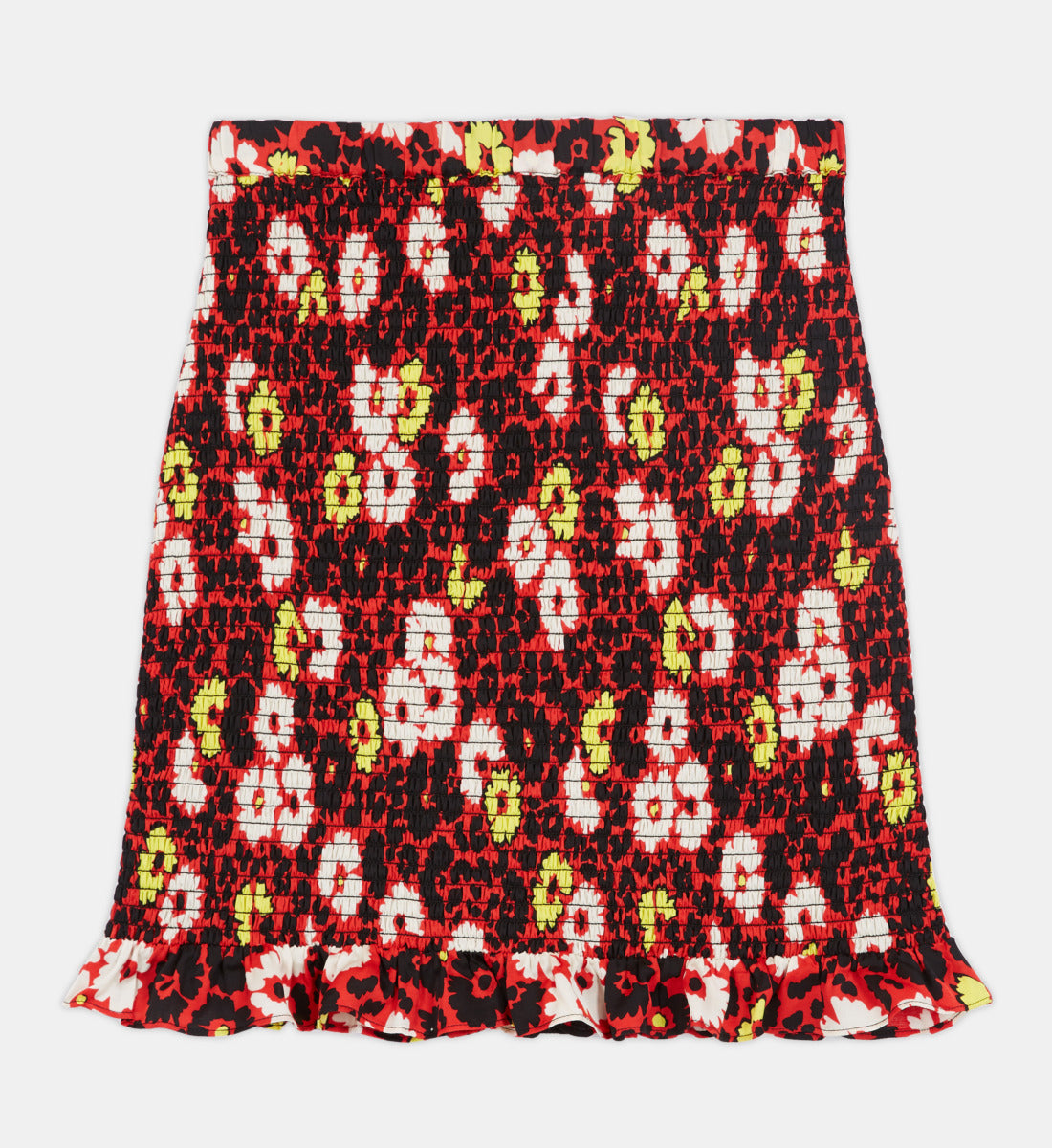 Floral Print Short Skirt | Women | Red x Yellow