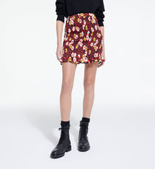 Floral Print Short Skirt | Women | Red x Yellow