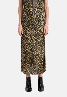 Long Print Silk Skirt | Women | Leopard