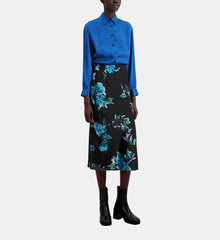 Long Printed Skirt | Women | Black Blue