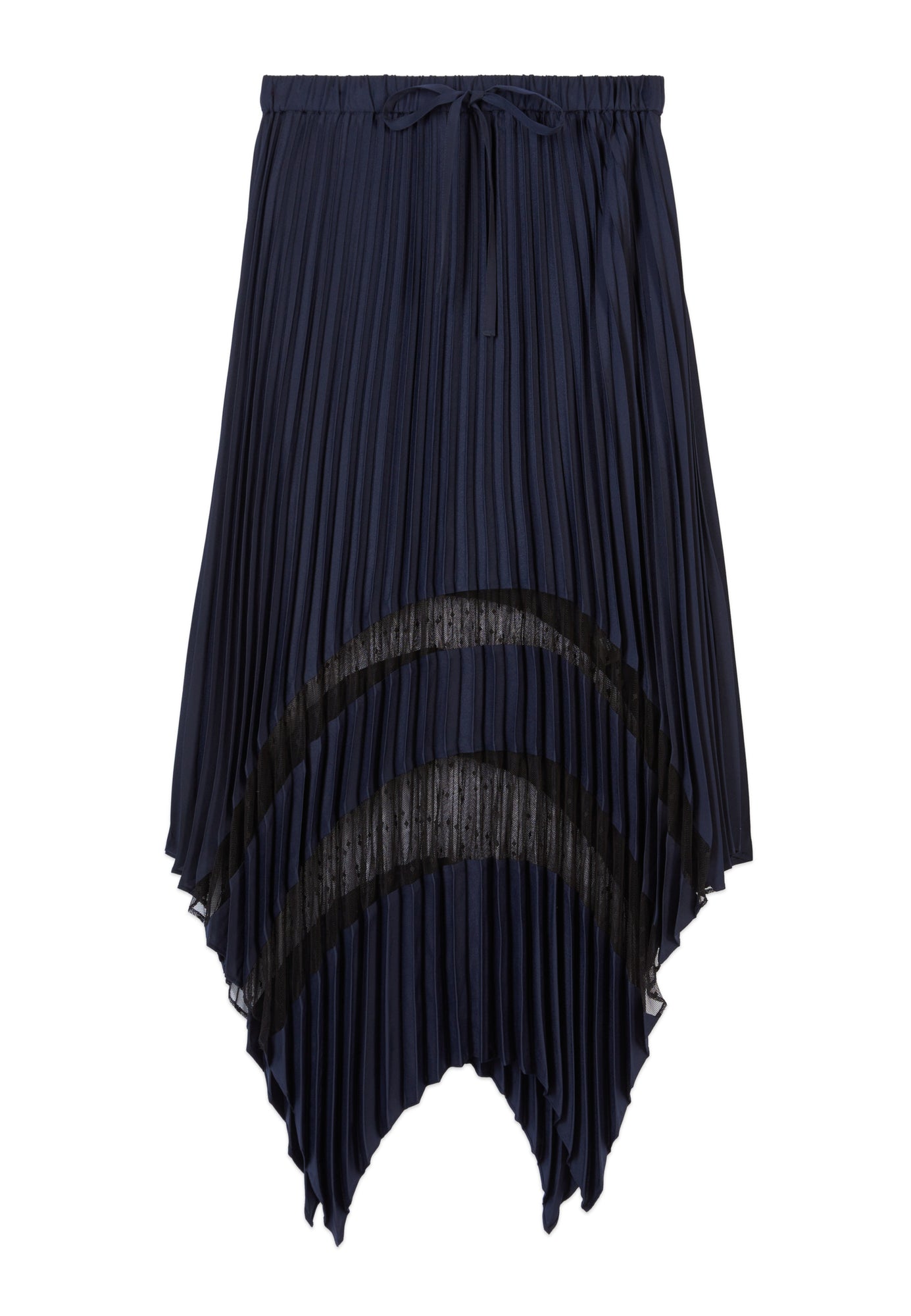 Navy Long Pleated Skirt | Women | Blue