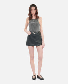 Short Leather Skirt | Women | Black