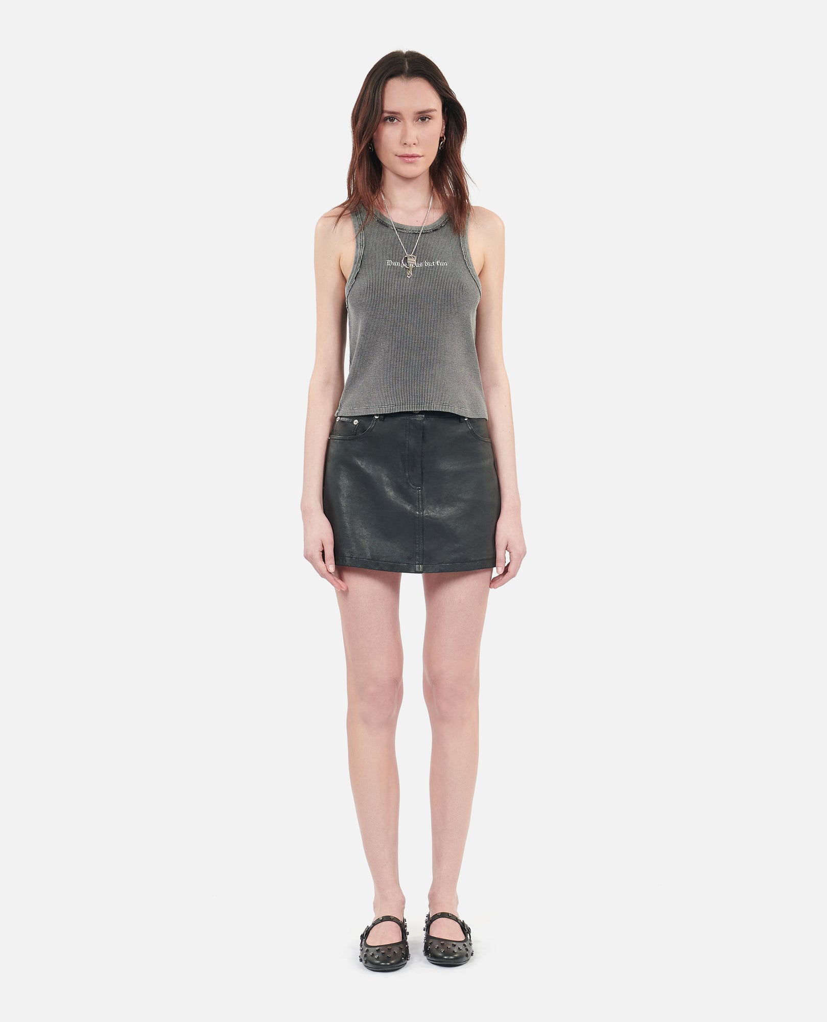 Short Leather Skirt | Women | Black