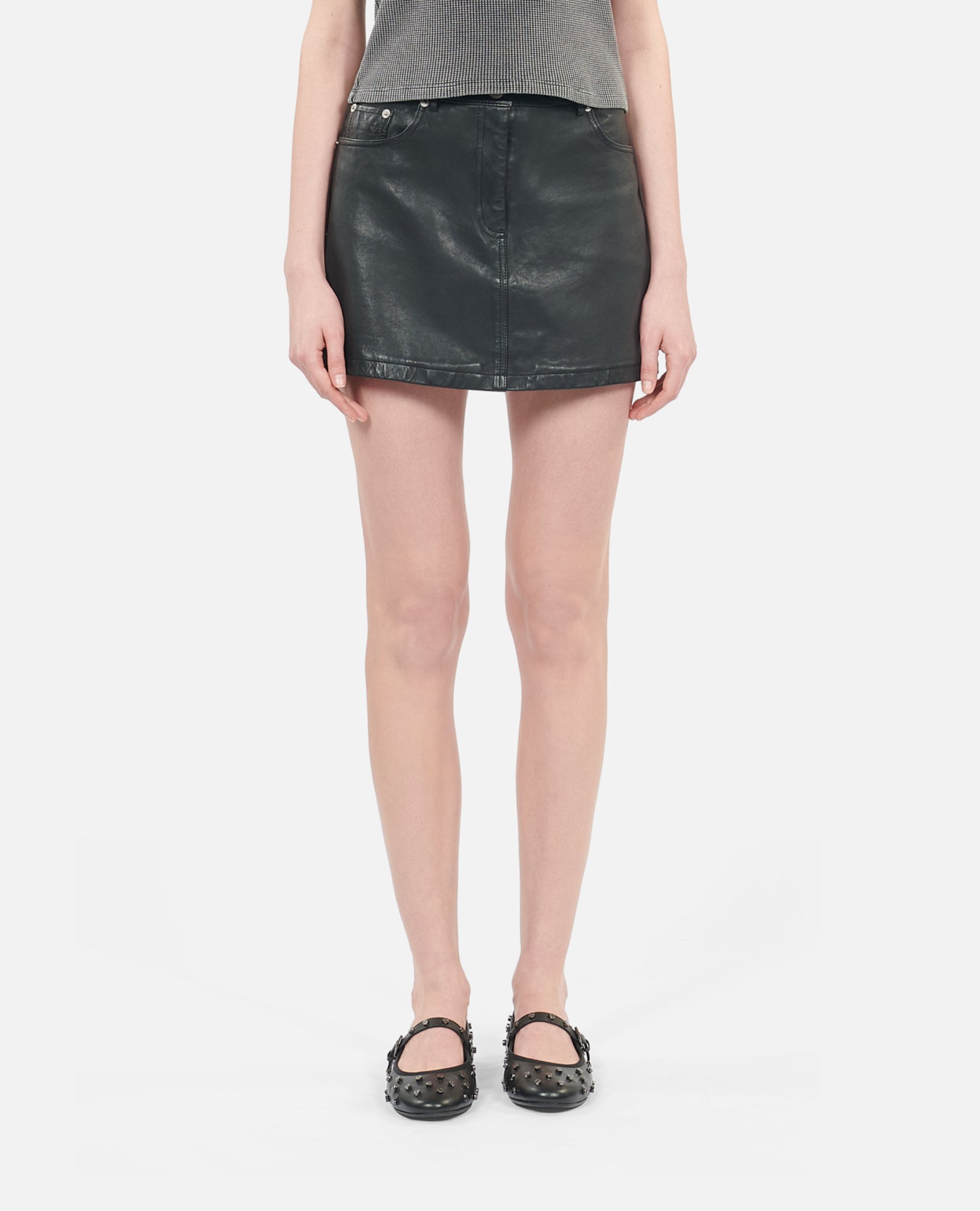 Short Leather Skirt | Women | Black