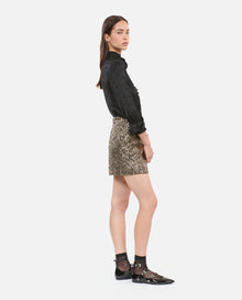 Short Golden Sequined Skirt | Women | Gold