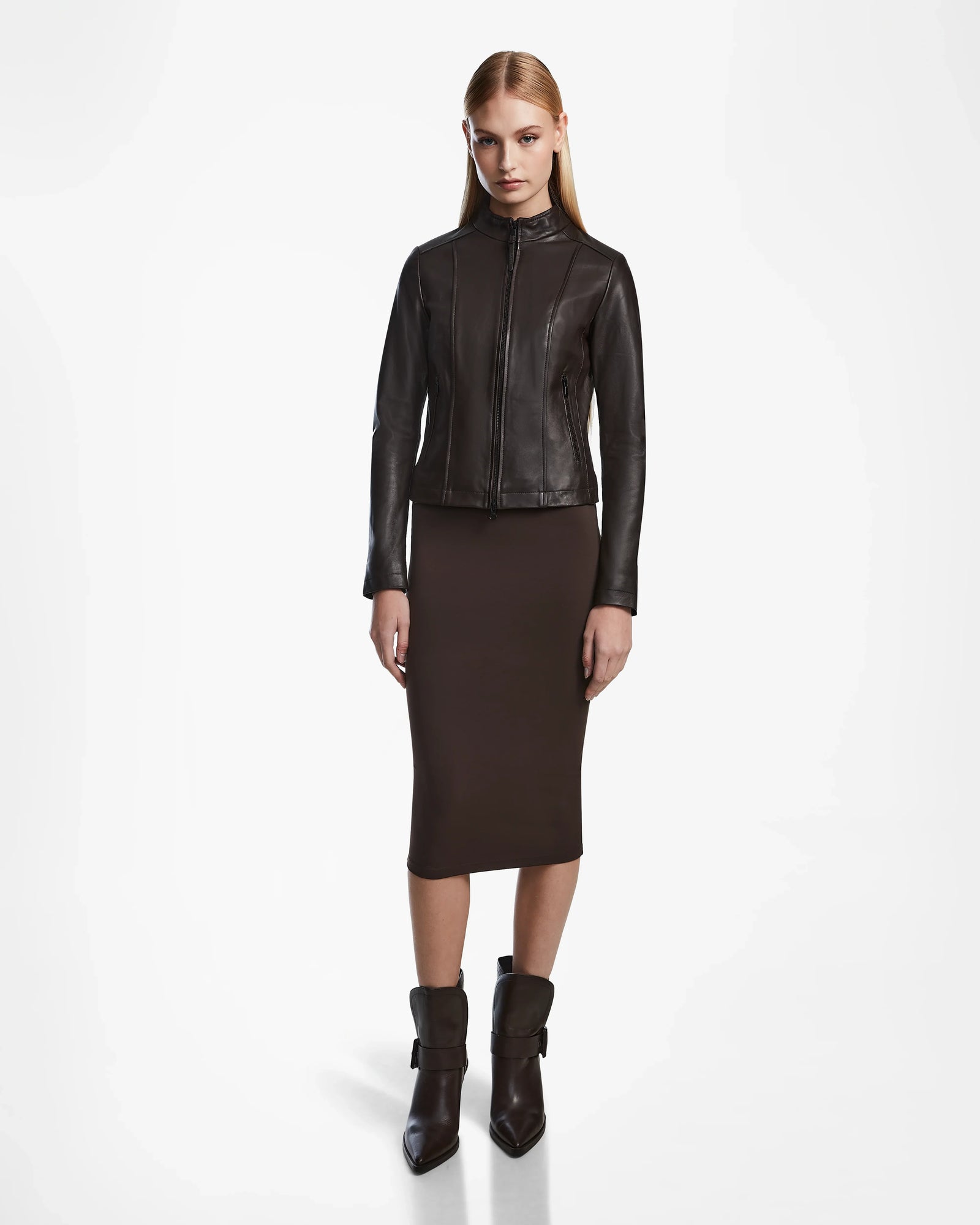 Women | MARIAH Leather Jacket | Espresso