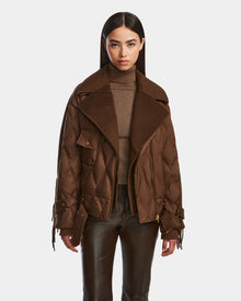 Women | ZOLA Down & Wool Fringe Jacket | Mocha
