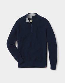 Men | Waffle Knit Quarter Zip Pullover | Navy