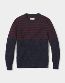Men | Pique Stitch Crew | Navy-Oxblood