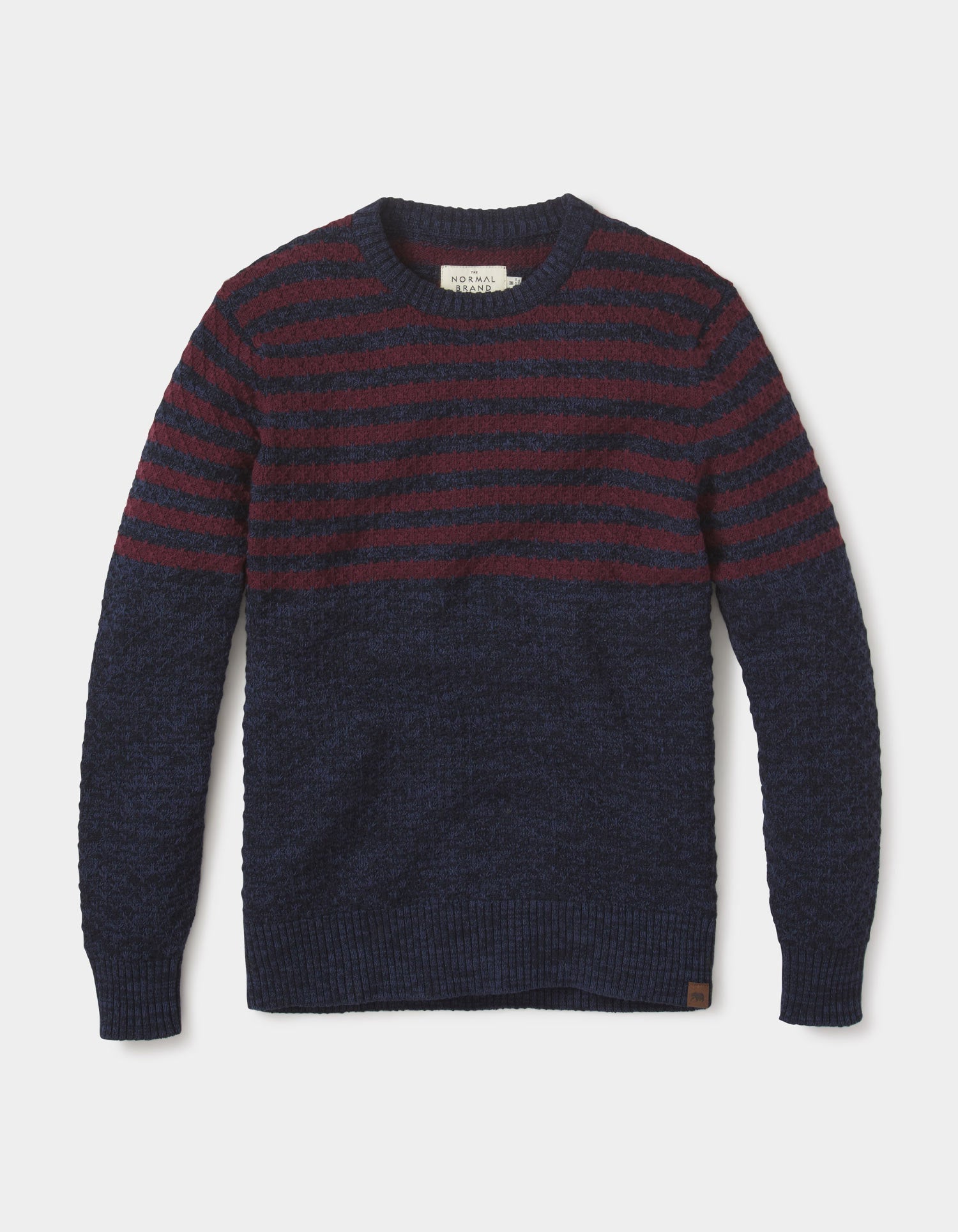 Men | Pique Stitch Crew | Navy-Oxblood
