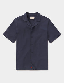 Men | Cotton Pique Camp Shirt | Navy