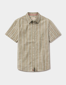 Men | Freshwater Short Sleeve Button Up Shirt | Deep Sage Stripe