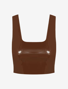 Sale: Faux Patent Leather Crop Top::Cinnamon::Main
