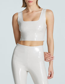 Sale: Faux Patent Leather Crop Top::Porcelain::Hover