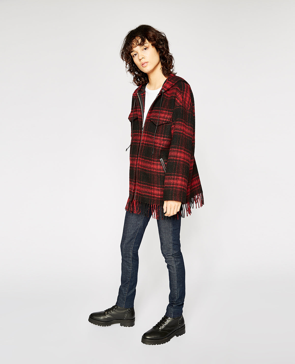 Tartan Wool Jacket | Women | Red x Black