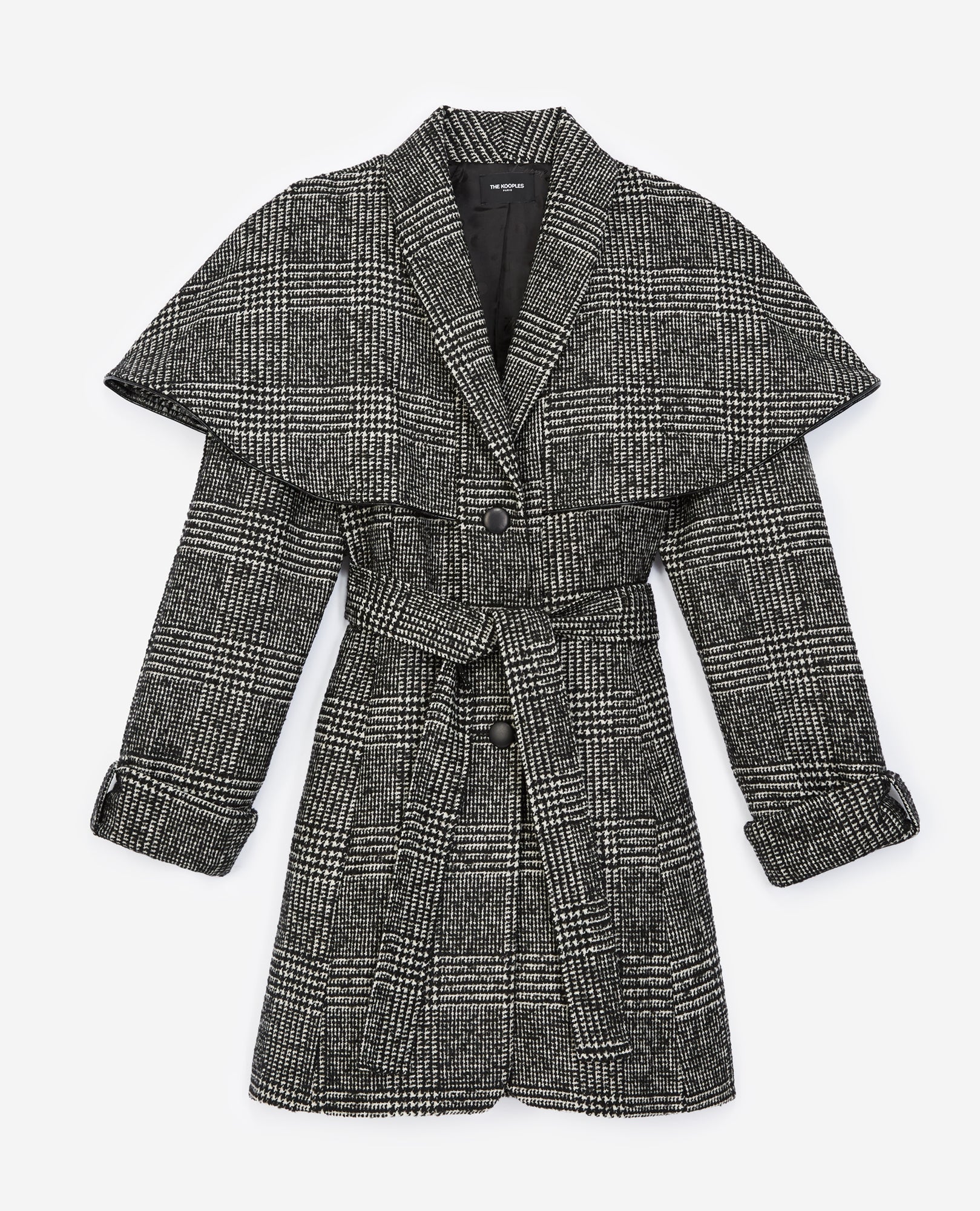 Two-Tone Cape-Effect Wool Coat | Women | Black x White