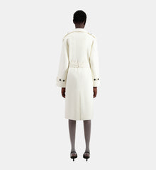 Long Wool-Blend Coat | Women | Ecru