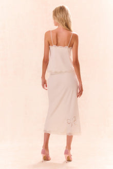 Darion Scallop Lace Bow Midi Skirt | Cream