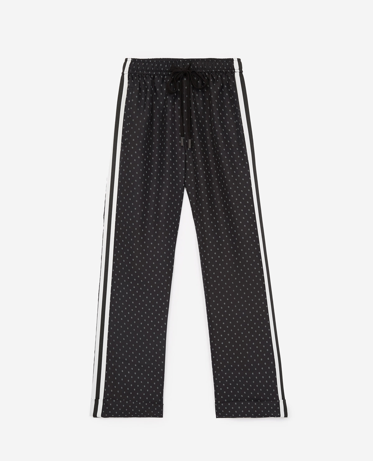 Wide Trousers With Elasticated Waistband | Women | Black x Ecru