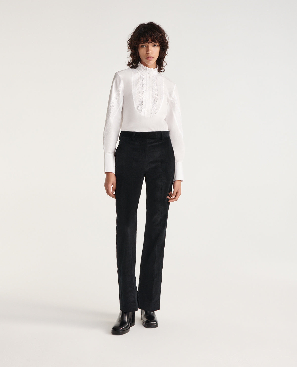 Loose-Fitting Velvet Pants | Women | Black