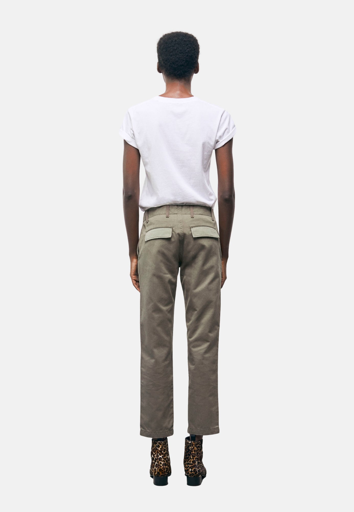 Khaki Patchwork Straight-Cut Pants | Women | Olive Night