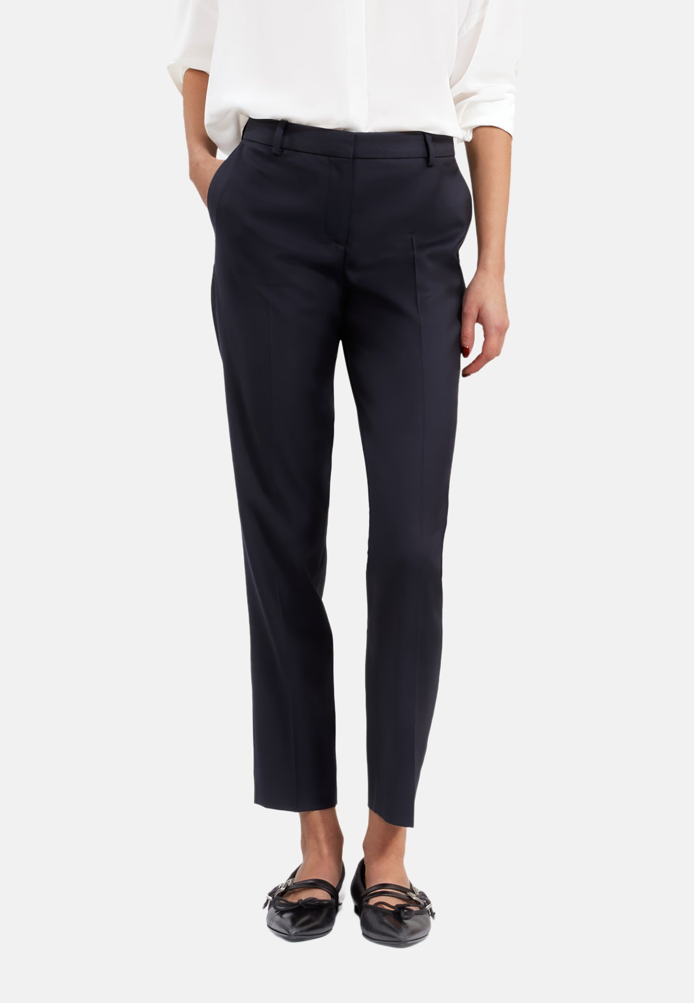 Wool Suit Pants Tailored Cut | Women | Navy Blue