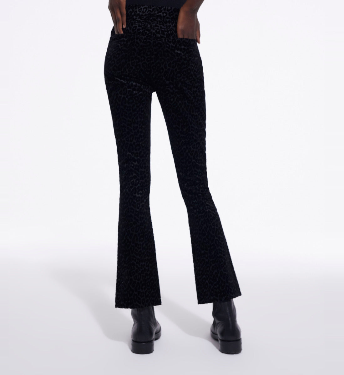 Velvet Suit Pants With Leopard Print | Women | Black