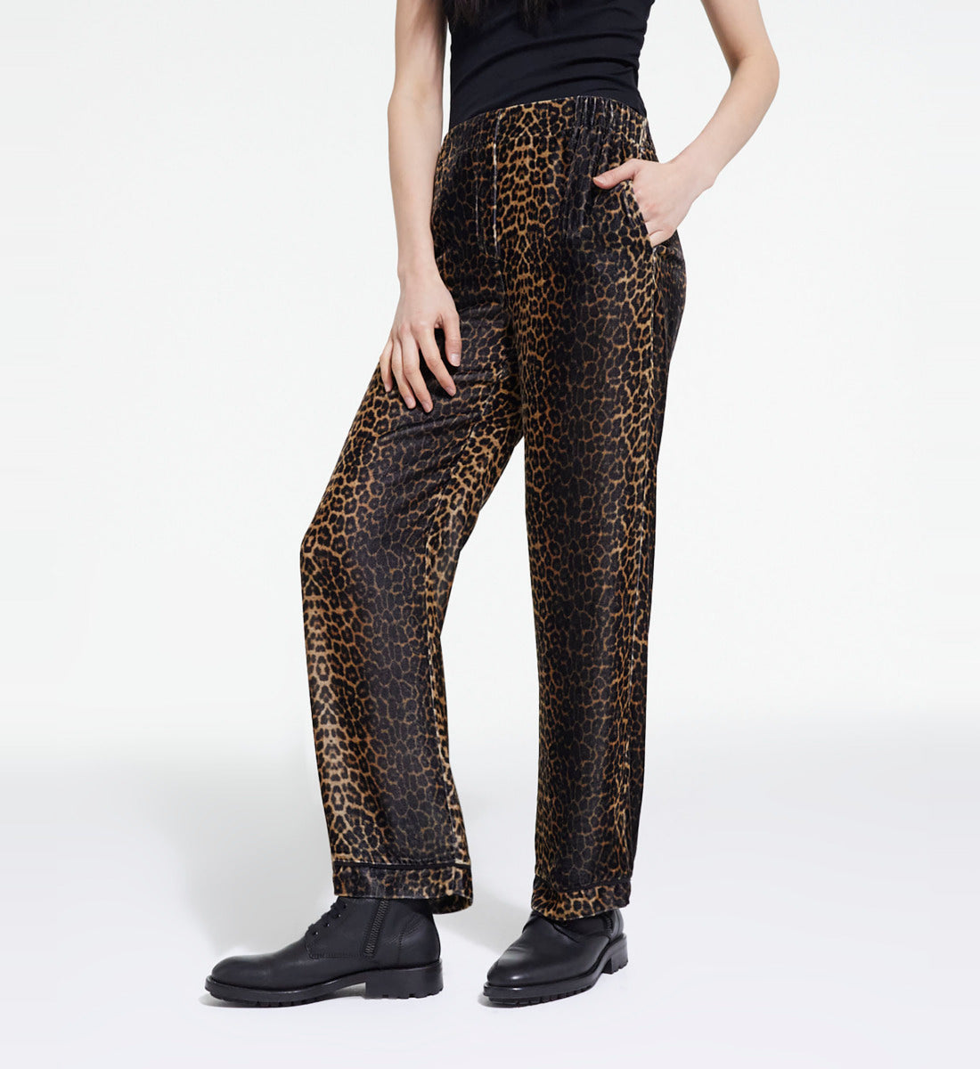 Flowing Velvet Pants With Print | Women | Leopard