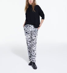 Floral Silk Pants | Women | Black x White