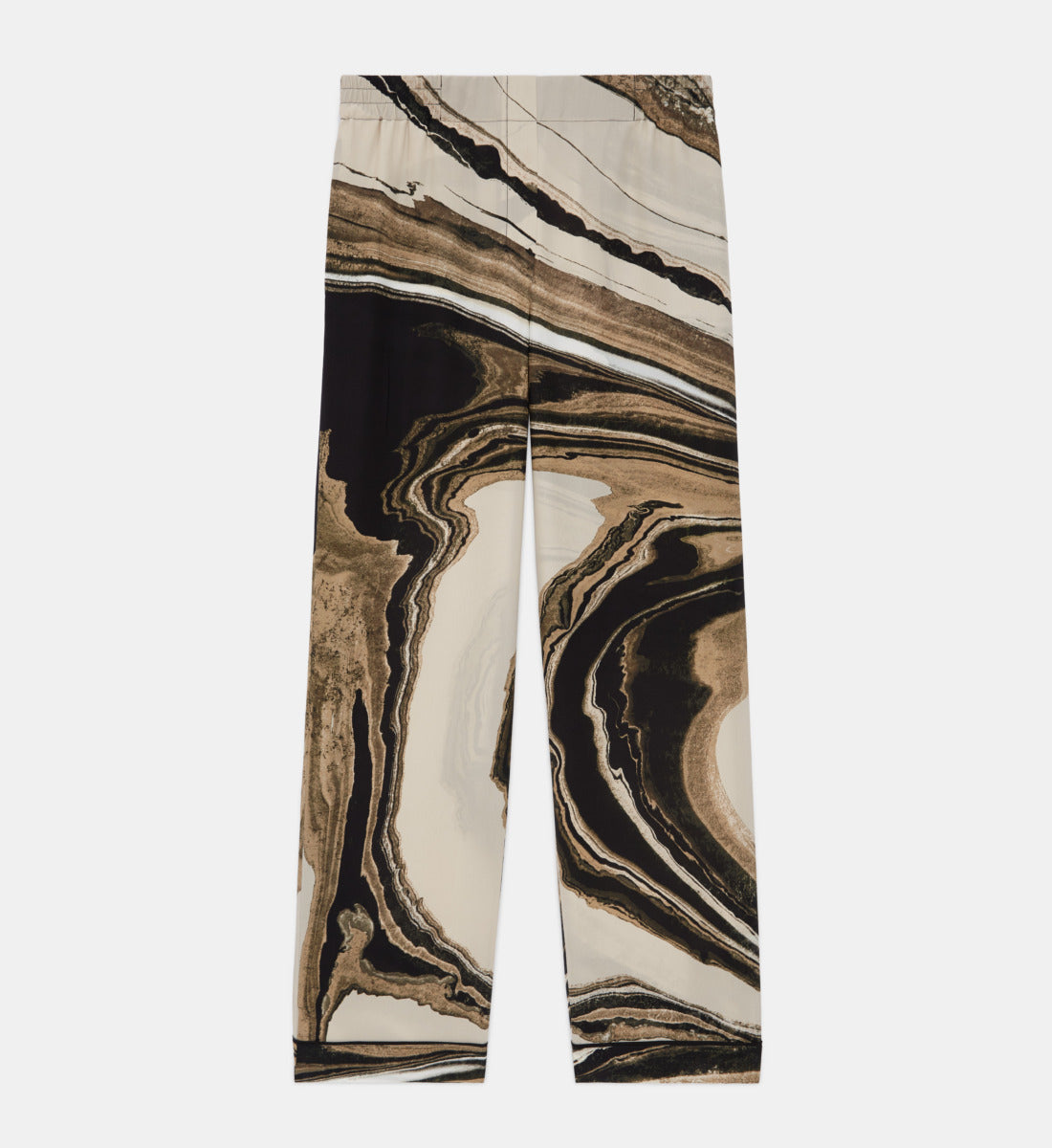 Printed Flowing Silk Pants | Women | Beige x Brown