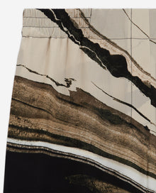 Printed Flowing Silk Pants | Women | Beige x Brown