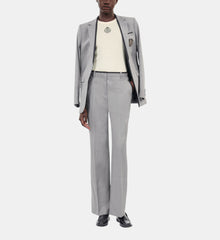 Taupe Wool Suit Trousers | Women | Beige Melange