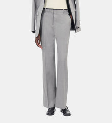 Taupe Wool Suit Trousers | Women | Beige Melange