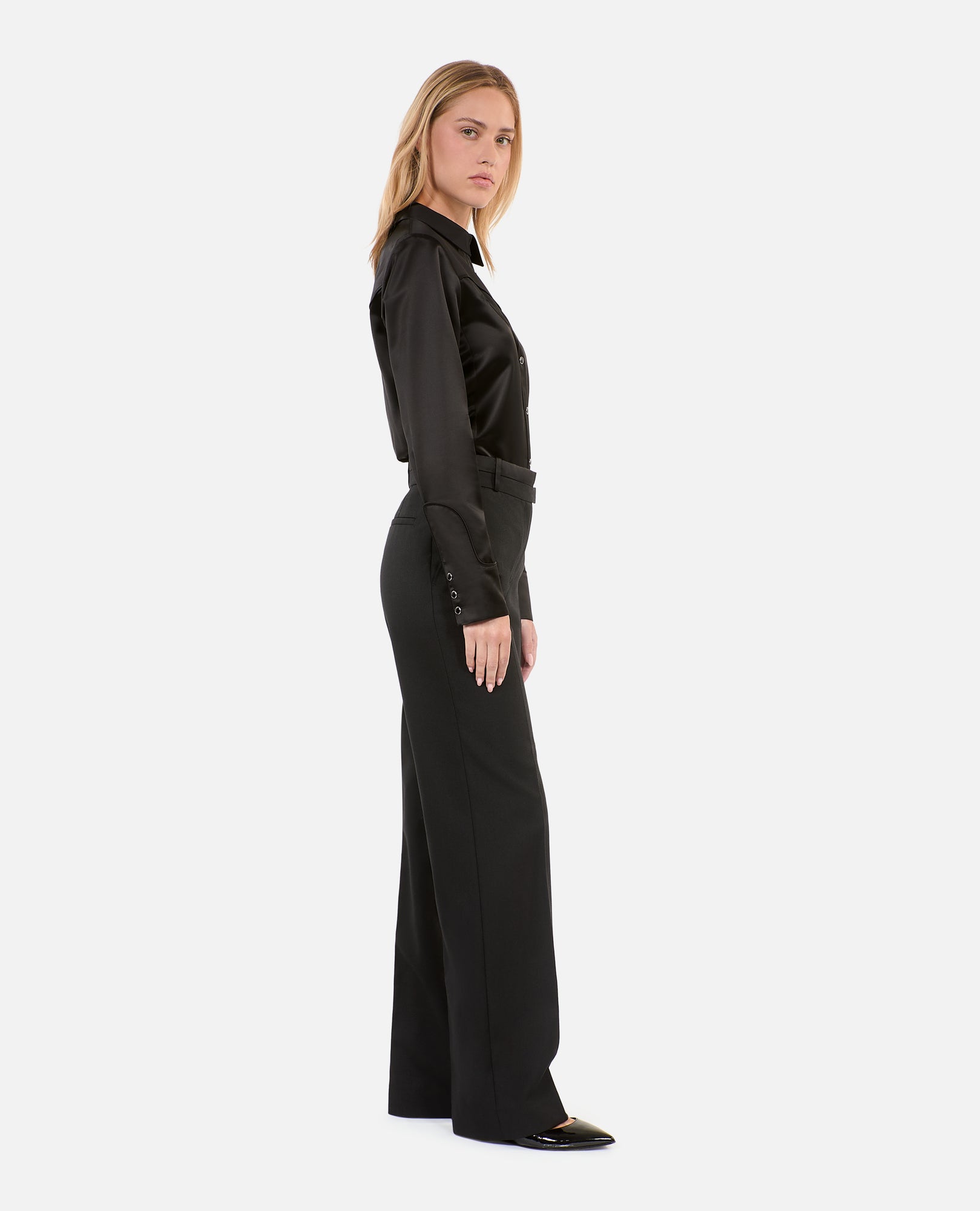 Wide-Leg Suit Trousers | Women | Black