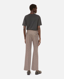 Houndstooth Straight-Leg Trousers | Women | Beige x Brown