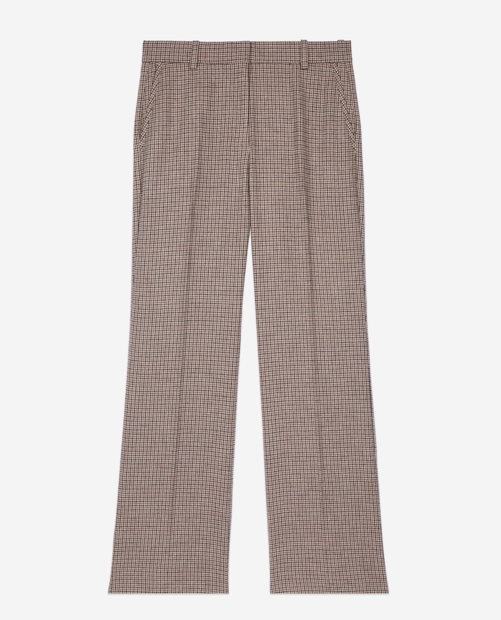 Houndstooth Straight-Leg Trousers | Women | Beige x Brown