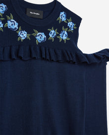 Merino Pullover With Embroidery | Women | Navy