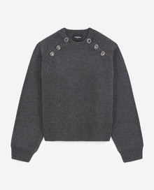 Gray Wool Sweater With Jewel Shoulder Detail | Women | Grey